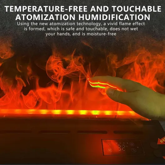 3D Mist Electric Fireplace with Humidifier, 8 Color LED Ambient Lighting, Smart Control Via Remote & Touch Screen, for Home Decor, 4 Sizes (70/80/100/120cm),120cm