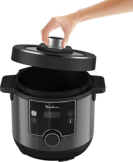 Moulinex CE7788 Turbo Cuisine et Fry Multicooker, Turbo-Crisp Multifunctional Lid, 15 Automatic Programs, Pressure Cooking, Application, Ladle Included, Black