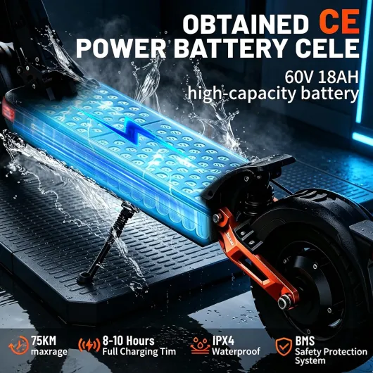 JOYOR Electric Scooter for Adults, 75km Long Range, Dual Motors, 60V18Ah Long Range Foldable E Scooter, 10" Off-Road Tyres, Dual Suspension, Dual Disc Brakes, Folding All-Terrain Electric Scooter