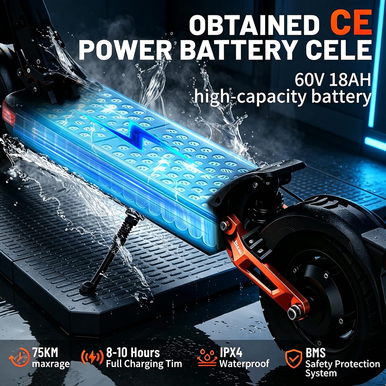 T10 Dual-Motor Electric Scooters Adult, 75km Long Range E Scooter, 60V 18Ah Battery, 10-Inch Tire, 4 Shock Absorbers, Dual Disc Brake Foldable off road Electric Scooter, Ideal Choice