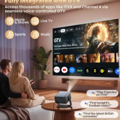 PUTRIMS P66 Smart Google TV Projector Review: compact short-throw cinema with real speakers and Google TV
