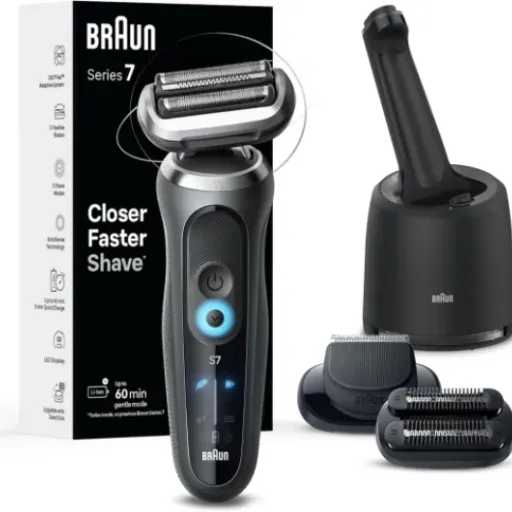 Braun Series 7 7185cc Review: flexible foil shaver with cleaning station and beard kit