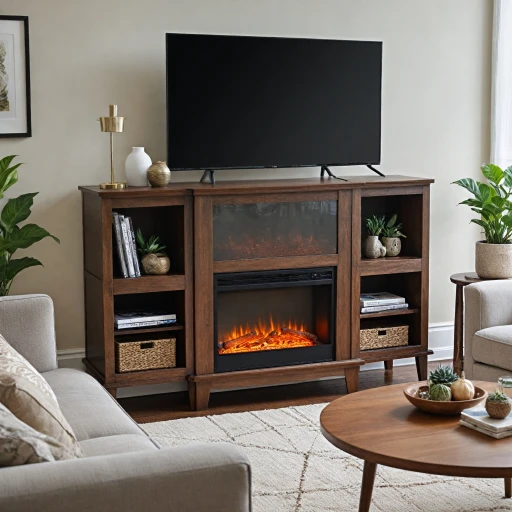 Enhance Your Living Room with a Stylish Brown TV Stand Featuring an Electric Fireplace