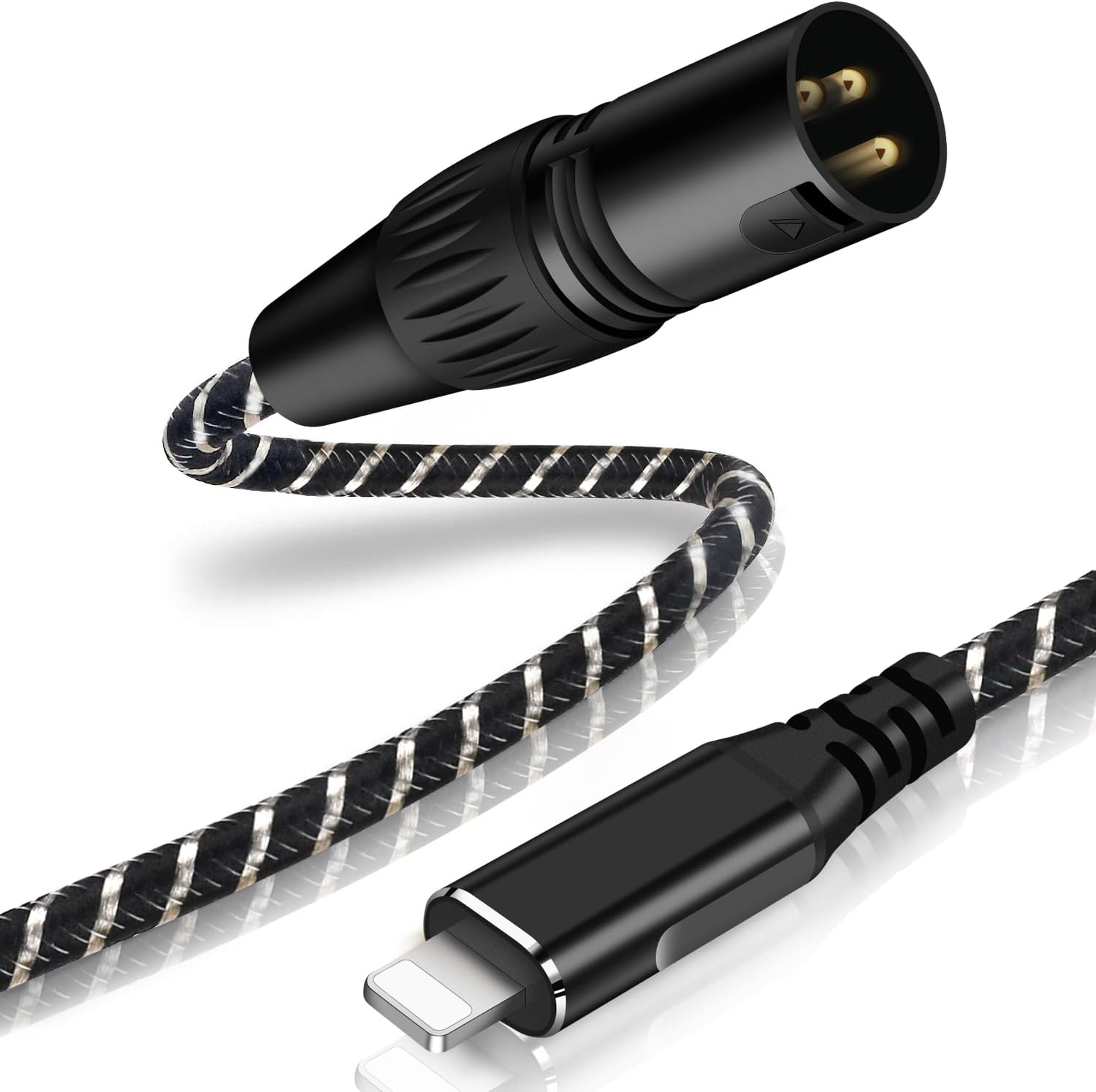 Lightn ing to XLR Male Output Audio Cable 6.6FT,i Phone to XLR Audio Stereo Cable,for Amplifier, Speaker, Mixer Console, etc（No Audio Recording Support） 6.6FT Silver