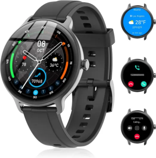 Smart Watch for Men Women(Answer/Make Calls), Smartwatch Built-in AI Voice, 1.27" HD Fitness Tracker with Heart Rate/Sleep/Step/SpO2 Monitor, 100+ Sports Modes, IP68 Waterproof Watch for Android iOS Black