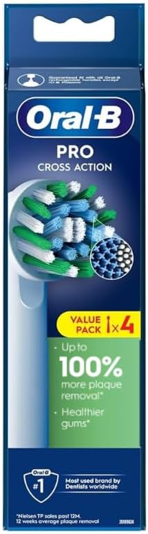 Oral B Cross Action Electric Toothbrush Replacement Brush Heads Refill, 4Count 4 Count (Pack of 1)