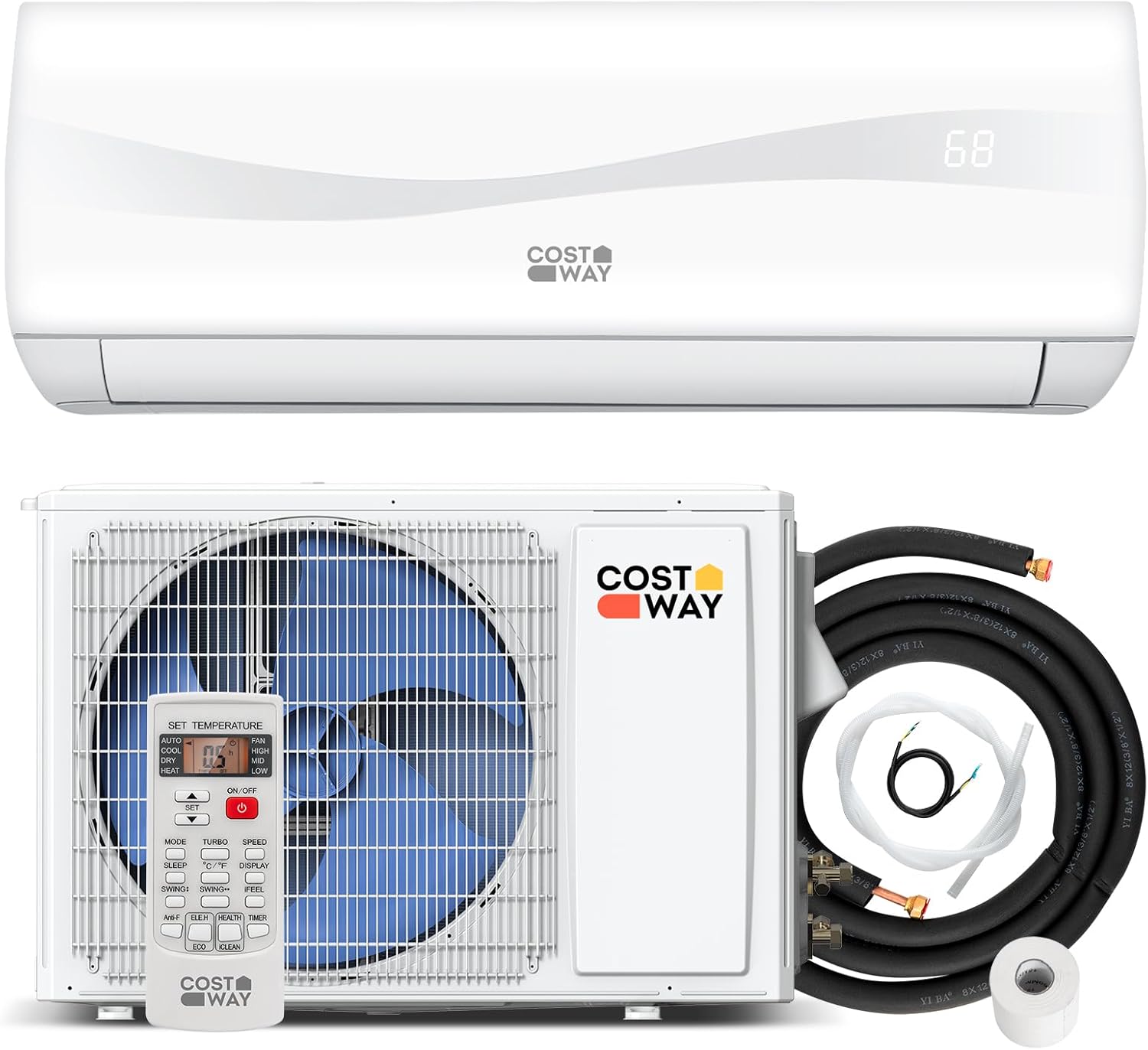 12000BTU Mini Split Air Conditioner& Heater, 20 SEER2 115V Wall-Mounted Ductless AC Unit Cools Rooms up to 750 Sq - Ft, Energy Efficient Inverter AC with Heat Pump (Blast Series) 12000BTU, 115V, 20 SEER2