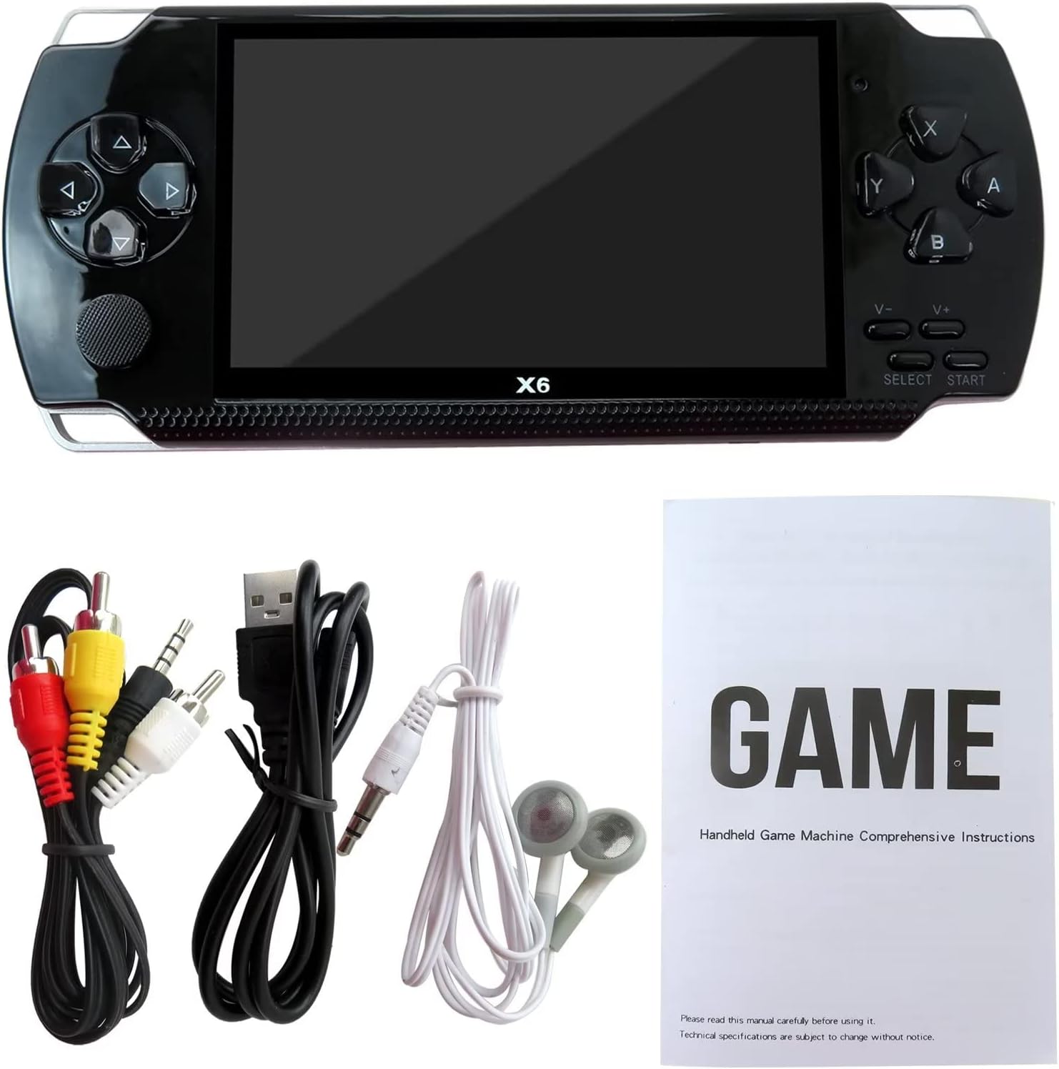 Upgraded Version X6 4.3" 8GB 128Bit Black Portable Handheld Video Game Console Player 10000 Games Built in