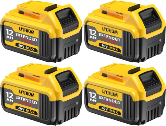 4PCS 12000mAh Replacement for DeWalt 20V Max Battery – Compatible with DCB200, DCB201, DCB204, DCB205, DCB206, DCB207 – High-Capacity Lithium-Ion Battery for DeWalt 20V Cordless Power Tools & Chargers 4-Pack