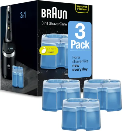 Clean & Renew Refill Cartridges CCR, Replacement Shaver Cleaner Solution for Clean&Charge Cleaning System, Pack of 3 Lemon 1 Count (Pack of 3)