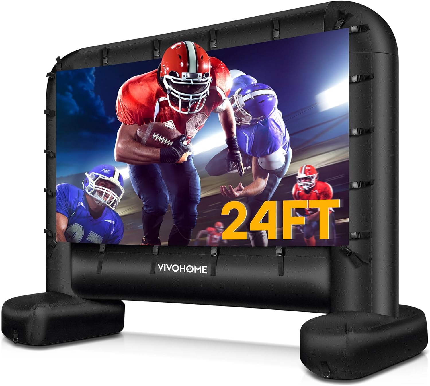 24 FT Inflatable Projector Screen for Outside, Blow Up Movie Screen Outdoor Use, Mega Large TV Screen with Carry Bag for Backyard, Tube Leg Support 24ft