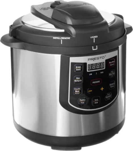02141 6-Quart Electric Pressure Cooker, Black, Silver, Stainless steel