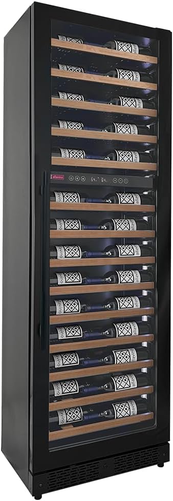 67 Bottle 71" Tall Dual Zone Right Hinge Black Shallow Wine Refrigerator VSW6771D-2BR-WD 2 Zone Right Hinge