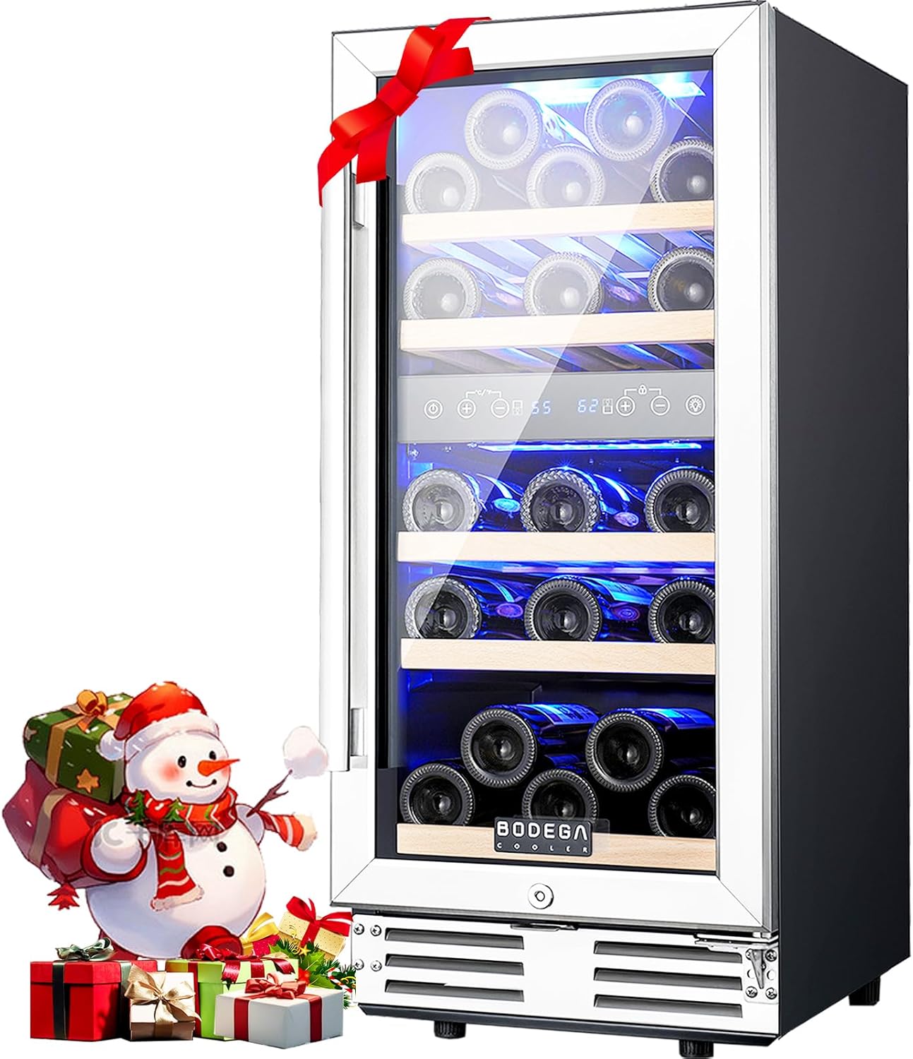 15 Inch Wine Fridge, 30 Bottle Wine Cooler Refrigerator, 41-68°F Wine Refrigerator Glass Door, Soft LED Dual Zone Wine Fridge, Built-in or Freestanding Fridge for Home/Bar/Kitchen (3.2 cu.ft) 3.2 cu.ft Wine Fridge Black
