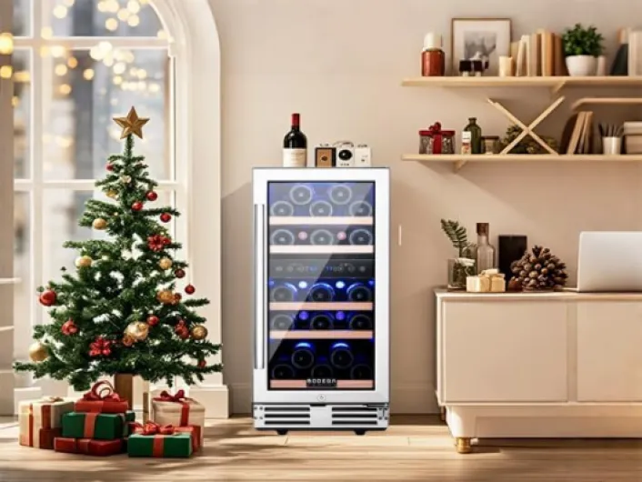 15 Inch Wine Fridge, 30 Bottle Wine Cooler Refrigerator, 41-68°F Wine Refrigerator Glass Door, Soft LED Dual Zone Wine Fridge, Built-in or Freestanding Fridge for Home/Bar/Kitchen (3.2 cu.ft) 3.2 cu.ft Wine Fridge Black