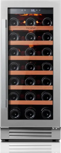 Ca'Lefort 15 Inch Wine Fridge, 33 Bottle Wine Cooler Refrigerator, 40-65°F Wine Refrigerator Glass Door, 3 LED Wine Fridge, Built-in or Freestanding Wine Fridge for Home/Bar/Kitchen (3.0 cu.ft) 15 Inch-Single Zone 33 Bottle(3.0 cu.ft)