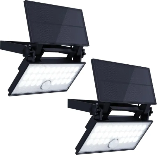 ZTAB Solar Outdoor Light 1000 lumens,5000K Daylight,Motion Sensor Light Outdoor,IP65 Waterproof LED Security Light Bright Solar Wireless Wall Lighting, Adjustable Wide Angle (2 Pieces) Black