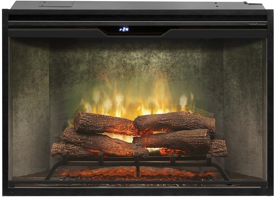 Revillusion 36-inch Built-In Firebox with Glass Pane and Plug Kit, Weathered Concrete (RBF36WC-KIT)