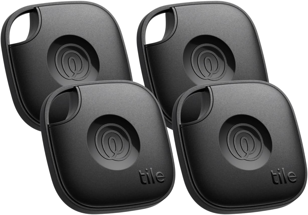By Life360 Mate - Bluetooth Tracker, Keys Finder and Item Locator for Keys, Bags and More - Phone Finder - Both iOS and Android Compatible - 4-Pack (Black) 4-Pack Black, 4-Pack