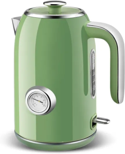 Electric Kettle,1.7L Stainless Steel Electric tea kettle with Temperature Gauge, Fast Boiling, Auto Shut - off, BPA - Free, Boil - Dry Protection, (Retro Green)