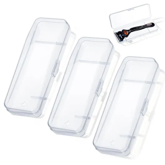 4 Pack Manual Razor Travel Case, Universal Portable Shaver Storage Box, Clear Plastic Shaver Storage Box for Men Razors And Blade Refills Kit