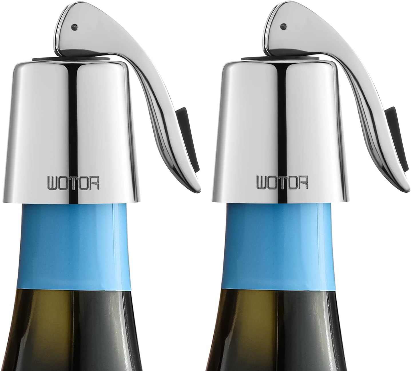 Stainless Steel Wine Bottle Stoppers with Silicone - Reusable Wine Saver and Decorative Bottle Sealer, Leakproof, Keep Fresh, Silver, 2 Pack Silver-2