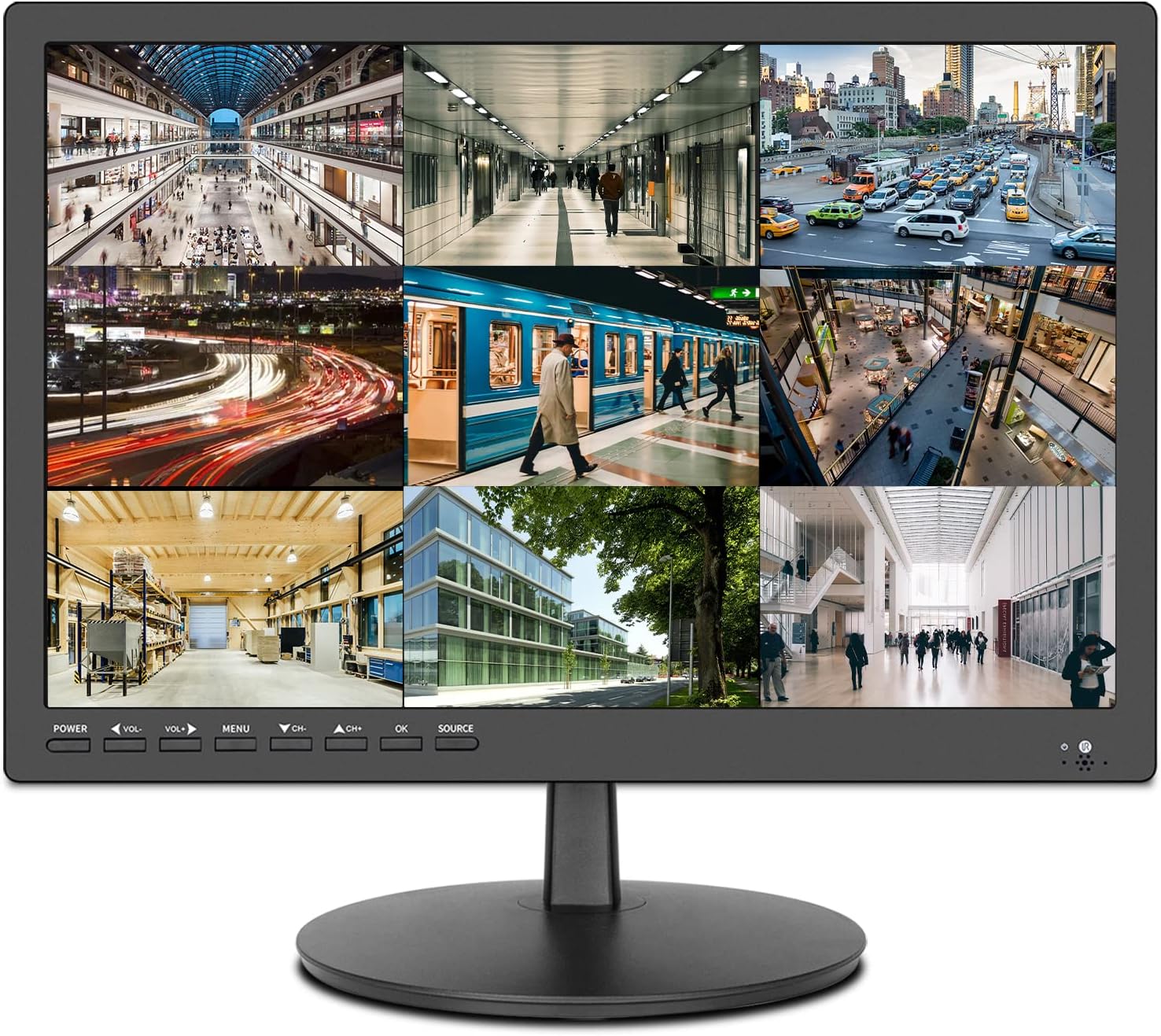 17inch Security Monitor,Wall-Mounted Monitors Supports USB/Full Format Video Playback,CCTV Monitors with AV/HDMI Input/VGA/Headphone Output,Built-in Speaker, Remote Control