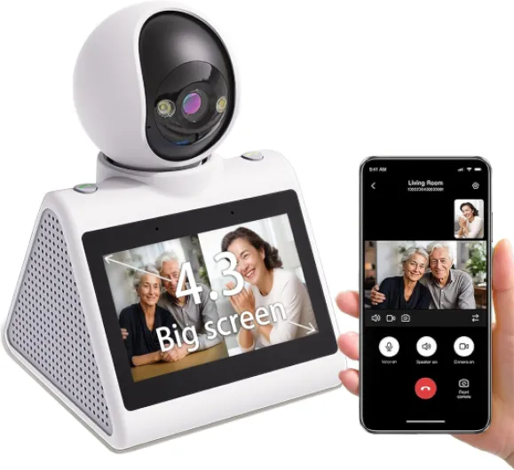 Home Security Camera with 4.3" Screen, Two Way Video Call Function for Elderly, Baby and Pets, 1080P HD with Motion Detection