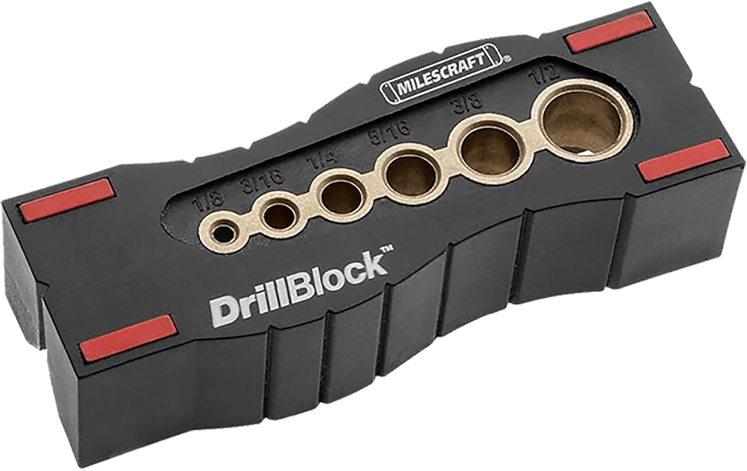 1312 Drill Block - Handheld Drilling Guide, Drilling Jig with Drill Guides for 6 of the Most Common Imperial Drill Bit Sizes, Precision Drilling Tool Accessory