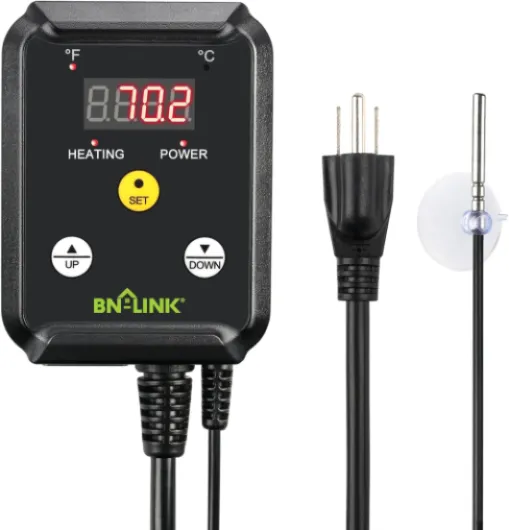 BN-LINK Reptile Thermostat Temperature Controller, Digital Heat Mat Thermostat for Seed Starting, Plant Germination, Greenhouse, Incubator, Brooder, Brewing, Reptiles Tank,40-108°F, 1000W, ETL Listed Thermostat Only