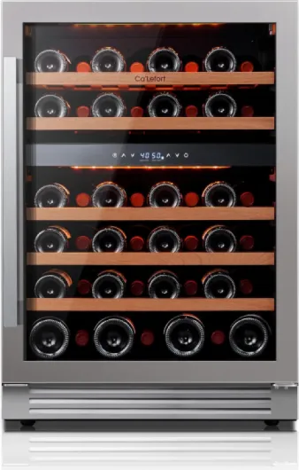 Ca'Lefort Wine Fridge & Cooler - 24 Inch 46 Bottle Wine Cooler Refrigerator, 40-65°F Dual Zone Wine Refrigerator Glass Door, 3 LED Built-in or Freestanding Fridge for Home/Bar/Kitchen (5.65 cu.ft) 24 Inch-Dual Zone 46 Bottle(5.65 cu.ft)