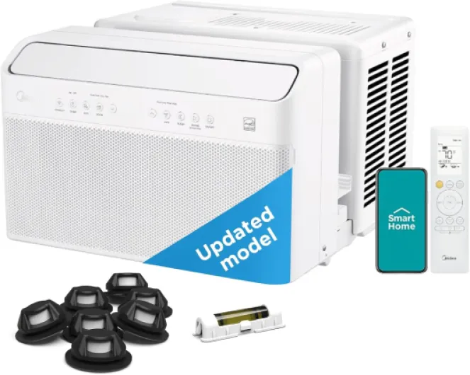 8,000 BTU U Shaped Smart Inverter Window Air Conditioner - Cools 350 Sq Ft, Ultra Quiet with Open Window Flexibility - Alexa/Google Assistant Compatible - 37% Energy Savings, Remote (Updated) 8,000 BTU (Updated)