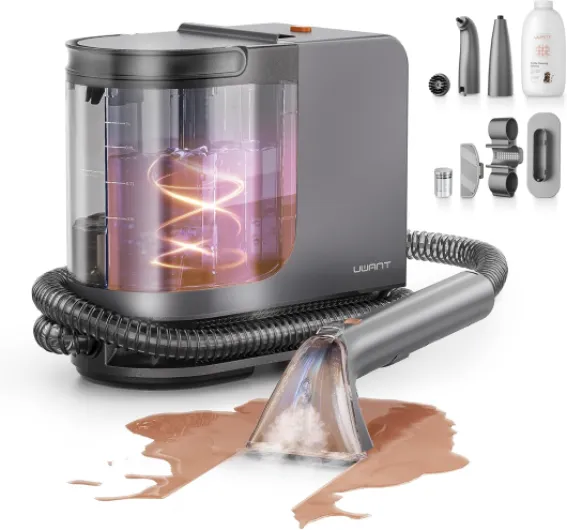 Portable Carpet Cleaner with Steam& Heating System 18Kpa Powerful Suction Carpet Cleaner with 4 Cleaning Tools& Solution 2 in 1 Upholstery Cleaner Steam Cleaner for Pets, Car
