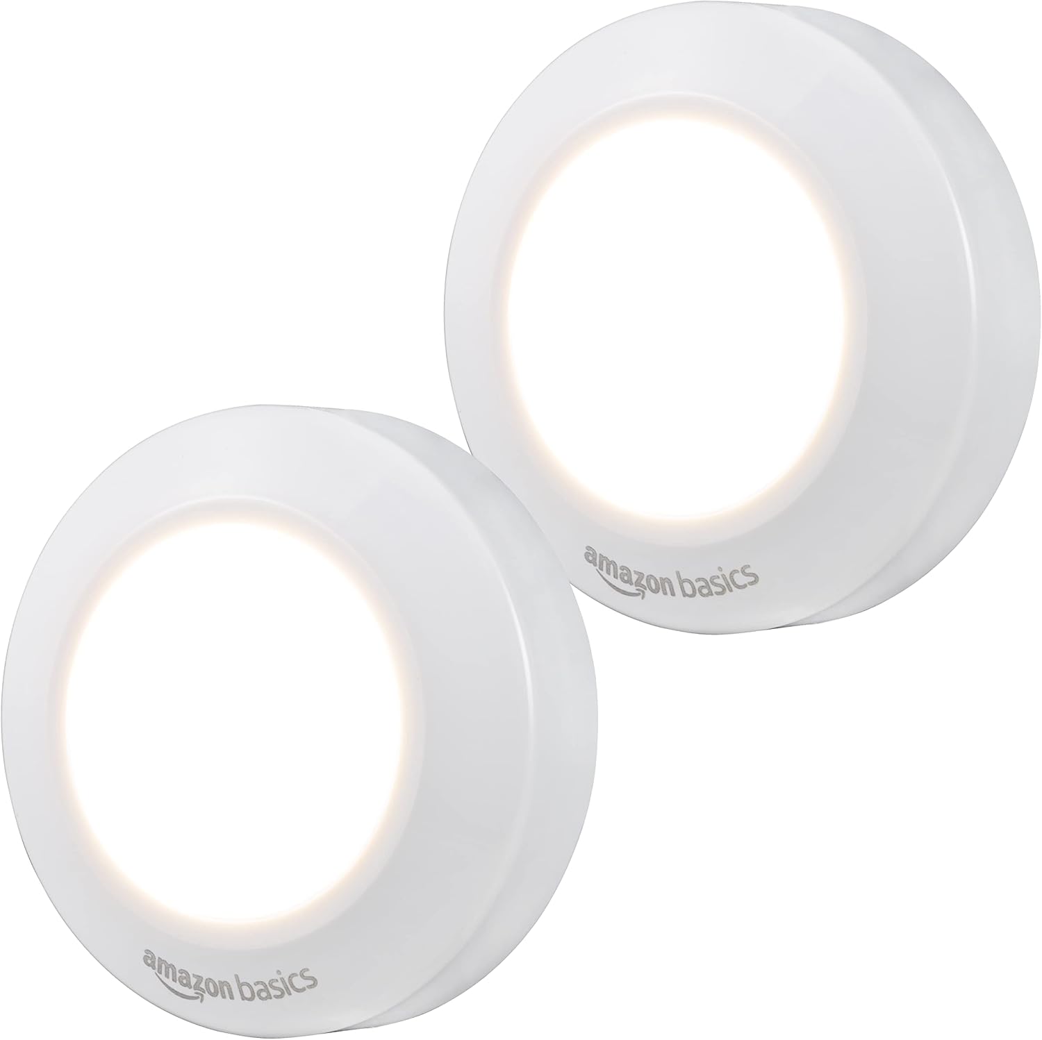 LED Puck Lights, Battery Operated, 50 Lumens 2 Pack, Tap Light, Stick on Lights, Under Cabinet Lighting, Ideal for Kitchen Cabinets, Closets, Garage and More, White