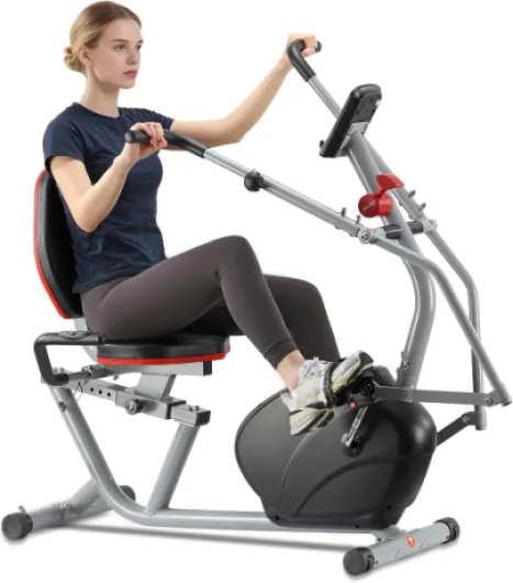 Recumbent Exercise Bike with Arm Exerciser for Home - Elliptical Recumbent Cross Trainer with Backlit Display, Pulse Sensor, 8-Level Magnetic Resistance, 380LBS Weight Capacity