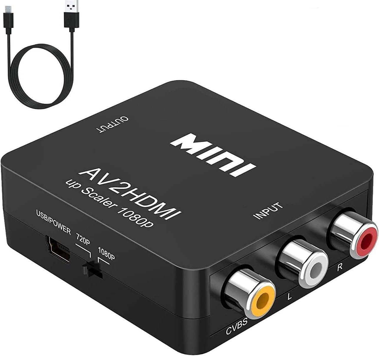 BD&M AV to HDMI Converter, RCA to HDMI Adapter, Composite CVBS Video Audio Support PAL/NTSC for TV/PC/ PS3/ STB/Xbox VHS/VCR/Blue-Ray DVD Players Converter (Unit Only)