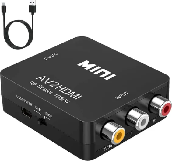 BD&M AV to HDMI Converter, RCA to HDMI Adapter, Composite CVBS Video Audio Support PAL/NTSC for TV/PC/ PS3/ STB/Xbox VHS/VCR/Blue-Ray DVD Players Converter (Unit Only)