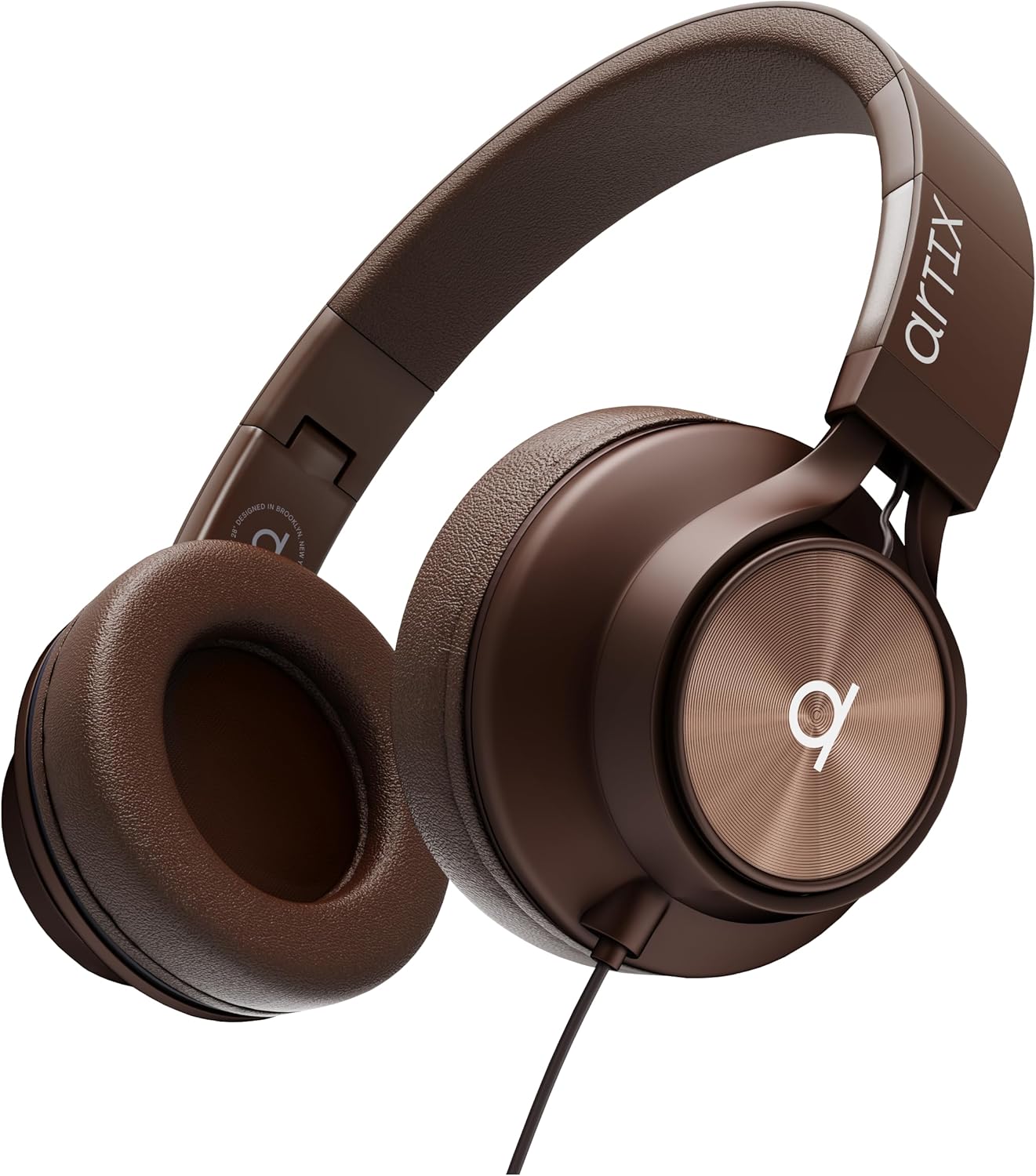 CL750 Over Ear Headphones Wired with Mic & Volume Control, Audio with 100% Noise Cancelling Computer Wired, Plug in for Laptop, Dj Corded Studio Headphones Mocha Mousse