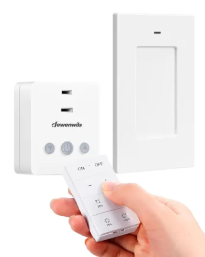 Wireless Dimmer Plug for Indoor Home Lighting, Remote Control Dimmer Switch, 100FT Range, Plug-in Lamp Dimmer Switch for Dimmable LED/Tungsten Bulbs, FCC Certified, White