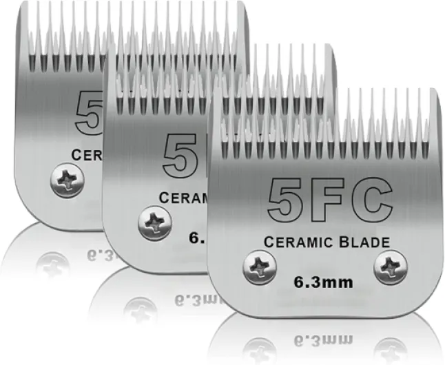 3 Pack 5FC Detachable Pet Dog Grooming Ceramic Blades,Compatible with Andis,Oster A5,Wahl KM-10 Series,Size 5FC Blade 1/4-Inch 6.3MM Cut Length 3pc 5fc:1/4''(6.3mm)