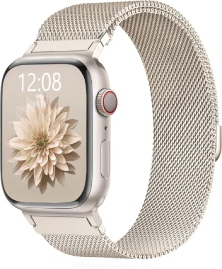 Original Metal Milanese Loop Compatible with Apple Watch Band 38mm 40mm 41mm 42mm 44mm 45mm 49mm for Women Men, Magnetic Stainless Steel for iWatch Se Ultra Series 10 9 8 7 6 5 4 3 2 1 A-Starlight (S11/10 42mm)+(40mm/41mm/38mm)