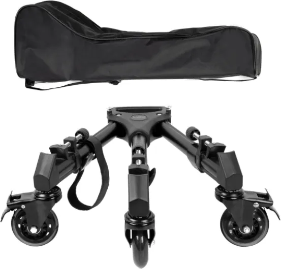 Universal Photography Tripod Dolly, Heavy Duty with 3" Rubber Wheels, Adjustable Legs and Carry Bag, 33 lbs Capacity Tripod Wheels for Canon for Sony Cameras Camcorder Video Lighting- 3986 33lbs Capacity