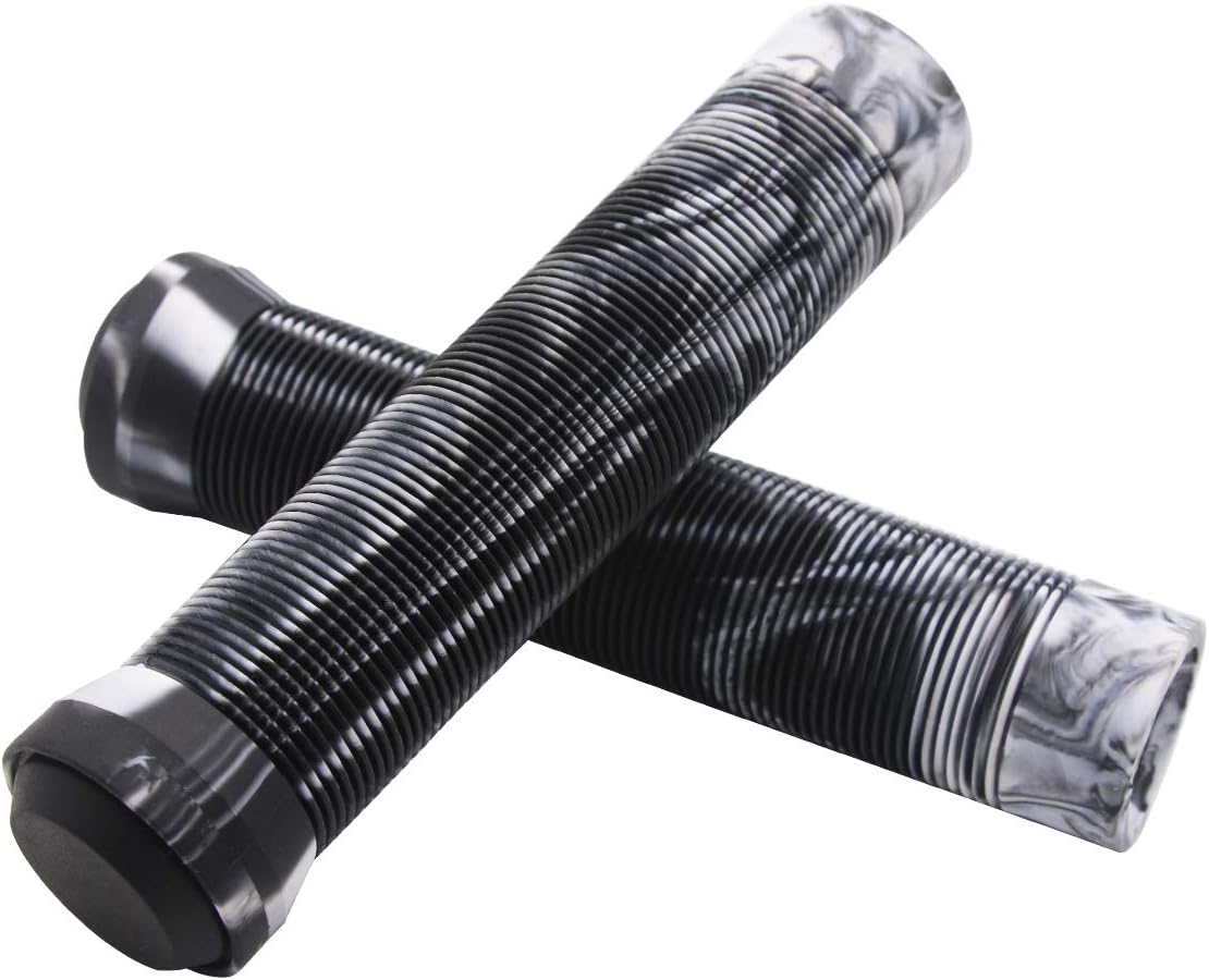 Bike Handlebar Grips, Rubber Bicycle Grips Soft Cycling Grips Non-Slip Bike Handles Grips for Pro Stunt Scooter Bars and BMX Bikes Bars T-Black&White