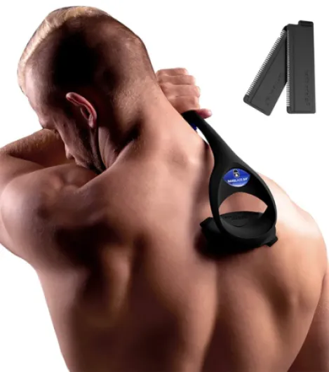 2.0 Back Shavers for Men: DIY Hair Shaver, Safety Blade Technology & Ergonomic Handle, Wet & Dry Shaving (Extra Blades Included)