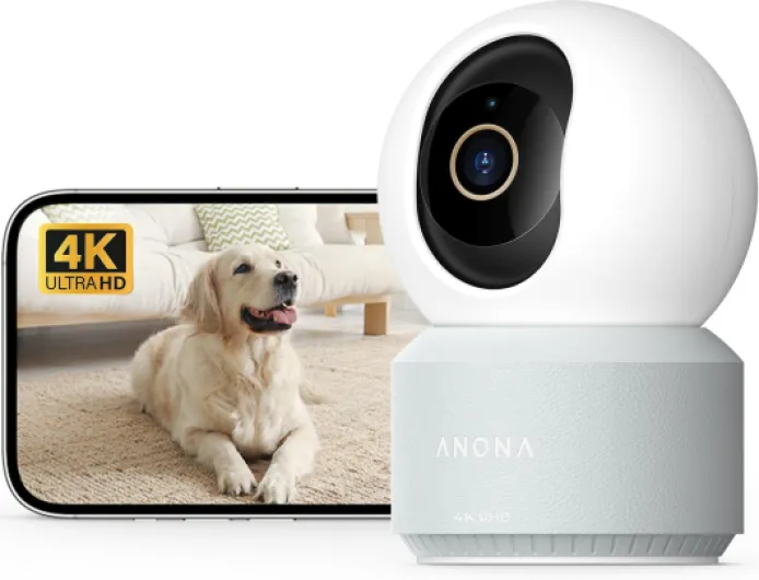Pano 4K UHD Indoor Camera, Pet/Dog/Baby Security Camera with Phone App, 360° Pan-Tilt, 2.4G/5G Dual-Band Wi-Fi 6, Auto-Tracking, Person/Pet/Baby Crying Detection, Privacy Mode, Two-Way Audio 1-Pack