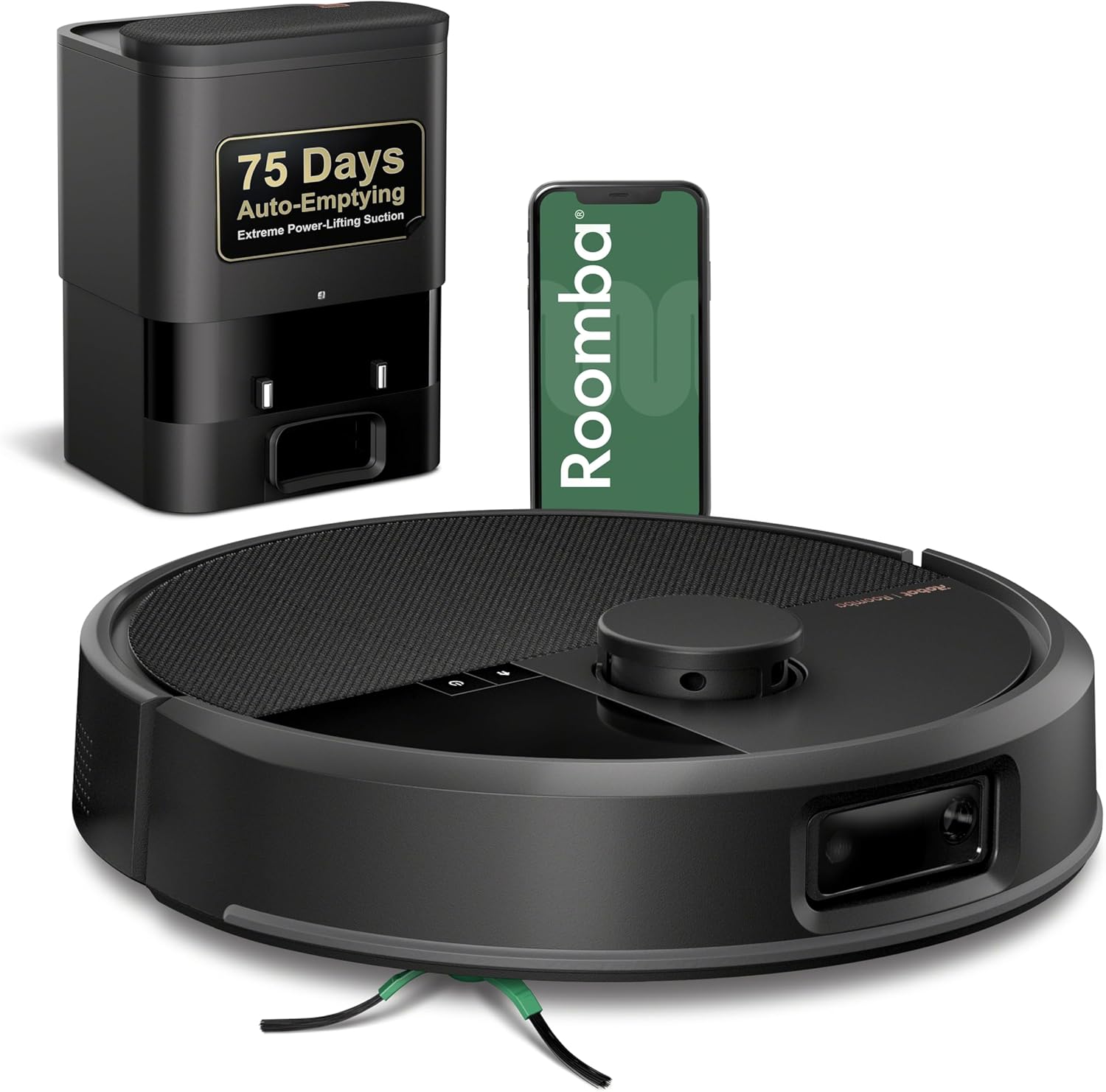 Roomba Max 705 Vac Robot Vacuum + AutoEmpty Dock - Extreme Power-Lifting Suction, Anti-Tangle Dual Rubber Brushes, Self-Empties, Recognizes and Avoids Obstacles, LiDAR Navigation Black
