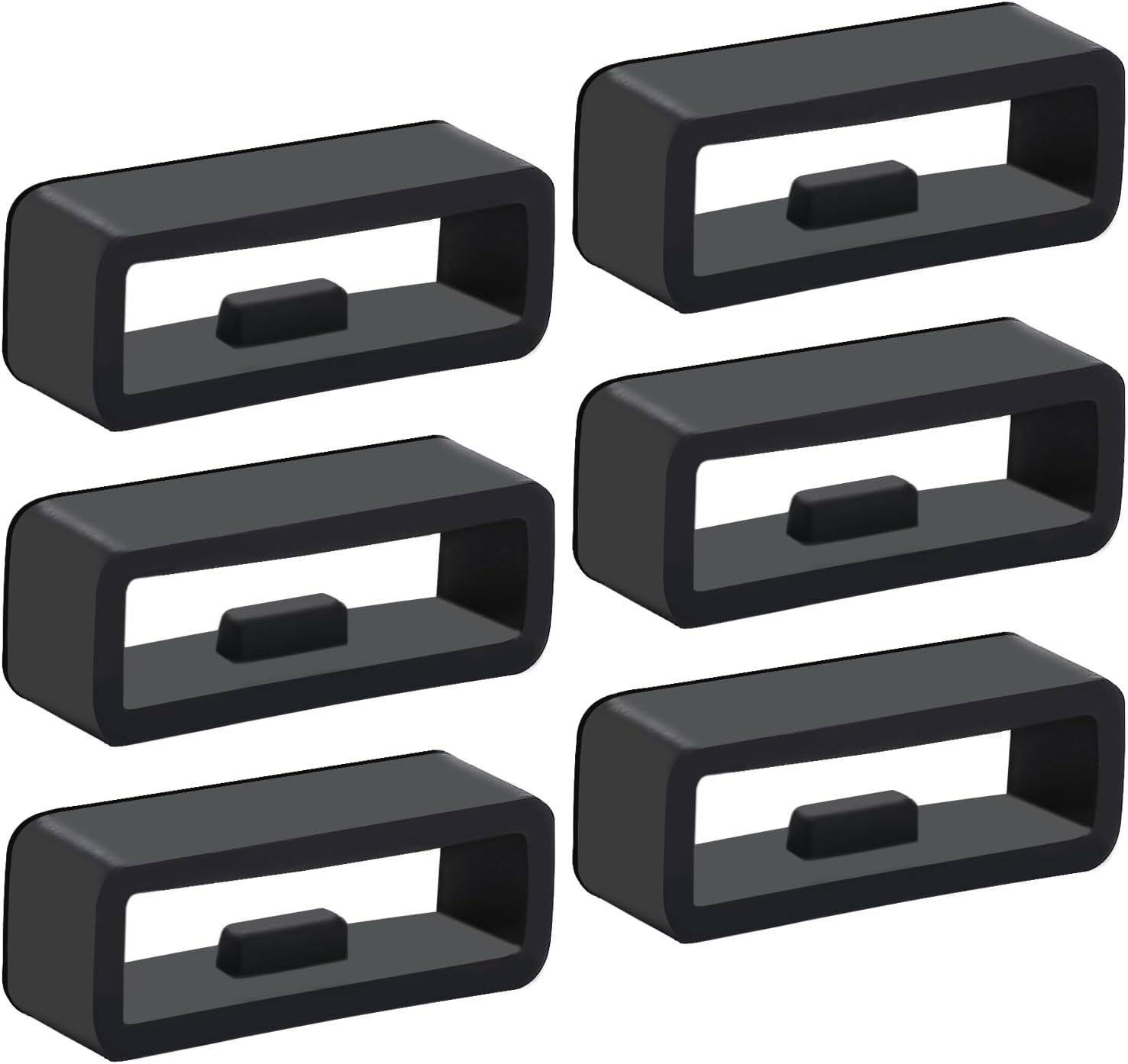 22mm Silicone Watch Band Loop, 6 Pack Universal Smart Watch Strap Fastener Rings Black Rubber Smartwatch Band Keeper Loop Replacement Parts Wristband Fastener Retainer Compatible with 22mm Wide Straps