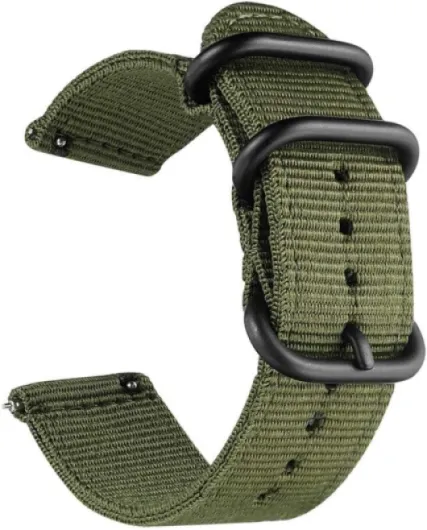 20mm 22mm 18mm 24mm Universal Ballistic Watch Band, Nylon Canvas Woven Loop Replacement Strap Wristband Buckle Fastener Adjustable Closure for Smart-Watch Sport Fitness Tracker Green 22mm
