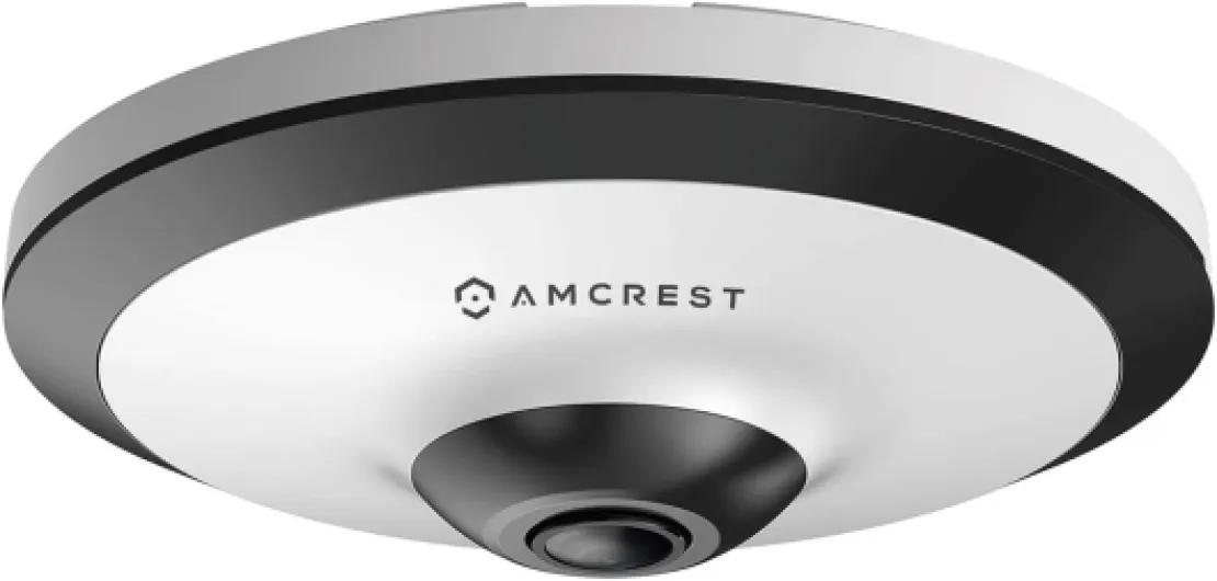Fisheye IP POE Camera, 360° Panoramic 5-Megapixel POE IP Camera, Fish Eye Security Indoor Camera, IVS Features and People Counting, MicroSD Recording, IP5M-F1180EW-V2 (White)