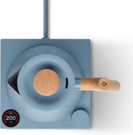 Corvo EKG Pro Electric Tea Kettle - Quick Heating, Precise Temperature Control Electric Kettle, Scheduling, Built-in Brew Timer for Boiling Water - Hazy Blue with Maple Handle - 0.9 Liter Hazy Blue with Maple Handle + Lid Pull Corvo EKG Pro